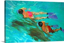 Snorkellers (oil on board)