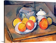 Straw covered vase, sugar bowl and apples, 1890 93 (oil on canvas) (also see 287555)