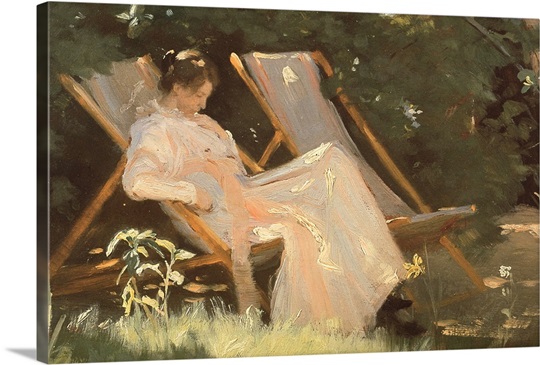 The artist's wife sitting in a garden chair at Skagen, 1893