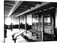 The onboard gym on the Titanic showing the rowing machines and exercise bikes, 1912