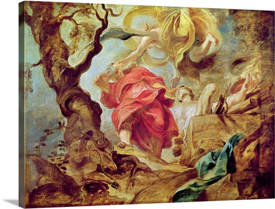 The Sacrifice of Isaac, sketch for section of ceiling in the Jesuit Church, Antwerp, 1620 21 (oil on panel)