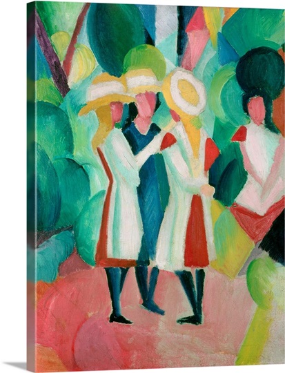 Three girls in yellow straw hats, 1913