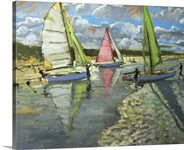 Three Sailboats, Bray Dunes, France (oil on canvas)