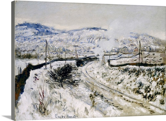 Train in the Snow at Argenteuil (oil on canvas)