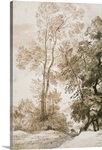 Trees and Deer, after Claude, 1825 (pen