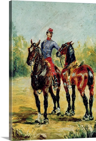 Two Horses and a Groom, 1880 (oil on canvas)