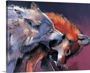 Two Wolves (oil on canvas)
