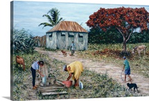 Wash Day (oil on canvas)