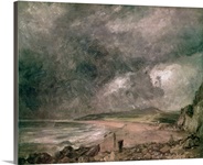 Weymouth Bay with Approaching Storm (oil on canvas)