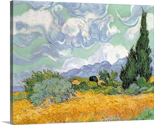 Wheatfield with Cypresses, 1889 (oil on canvas)