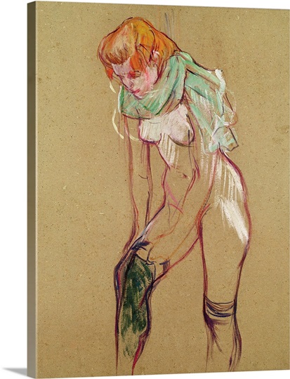Woman Pulling Up her Stocking, 1894 (oil on card)