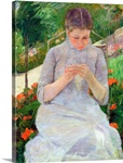 Young Woman Sewing in the garden, c.1880 82 (oil on canvas)