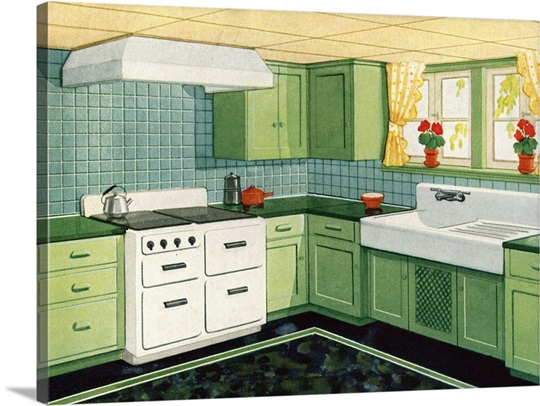 Illustration Of Ideal American Kitchen Photo Canvas Print