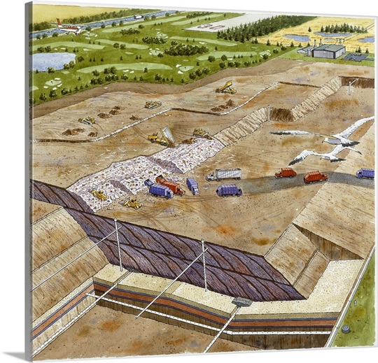 A painting of a landfill that causes less environmental impact Photo