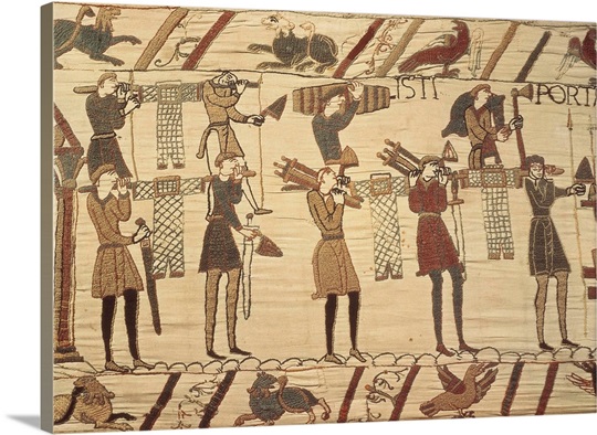 Bayeux Tapestry. 1066-1077. Ttransport of weapon and armours Photo ...