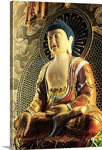 A Buddha figurine at the Buddha Tooth temple.