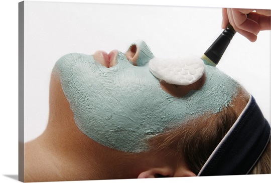 A facial masque at a spa
