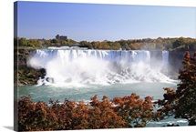 American Falls at Niagara Falls. View south to Buffalo and the USA from Canada.