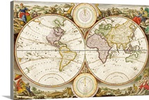 Antique drawing of the globe