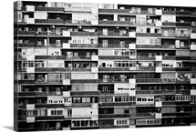 Apartment building with many windows.