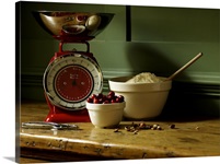 Baking ingredients sit on table