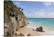 Beach at ruins in Tulum.