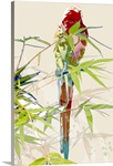 Bird with Chinese bamboo leaves