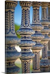 Blue and white ceramic fence, Seville, Andalucia Spain.