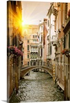 Buildings and bridge on urban canal, Venice, Italy