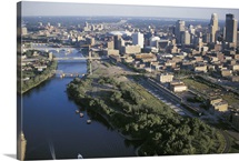 City next to a river, Minneapolis, Minnesota