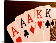 Close-up of a hand of aces