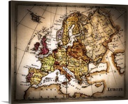 Close up of antique world map