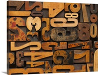 Close up of letterpress with numbers