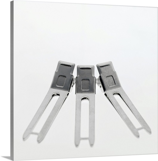 Close-up of three hair clips
