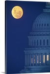Dome of Capitol Building with full moon