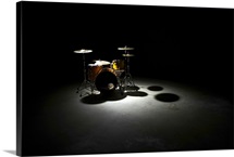 Drum kit, elevated view