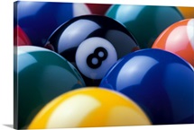 Eight ball among other billiard balls