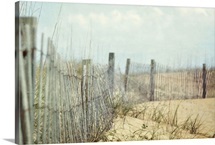 Fence on sand dunes at beach.
