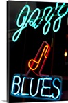 Illuminated Jazz and Blues sign on Beale Street in Memphis