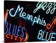 Illuminated signs on Beale Street in Memphis