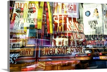 In camera multiple exposures from Times Square in the evening