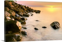 Lake Michigan shore at sunrise.