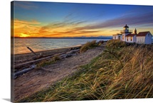 Lighthouse at sunset, Washington