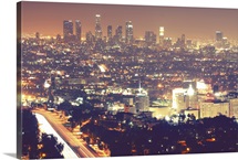Los Angeles skyline city at night.