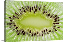 macro of sliced kiwi