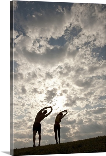 man and woman streaching