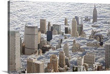 Manhattan under cloudy sky