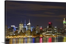 Mid Town Manhattan at night, Hoboken, USA.
