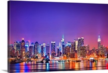 Midtown Manhattan at night and reflections.