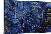 NYC Skyline, high angle view at dusk